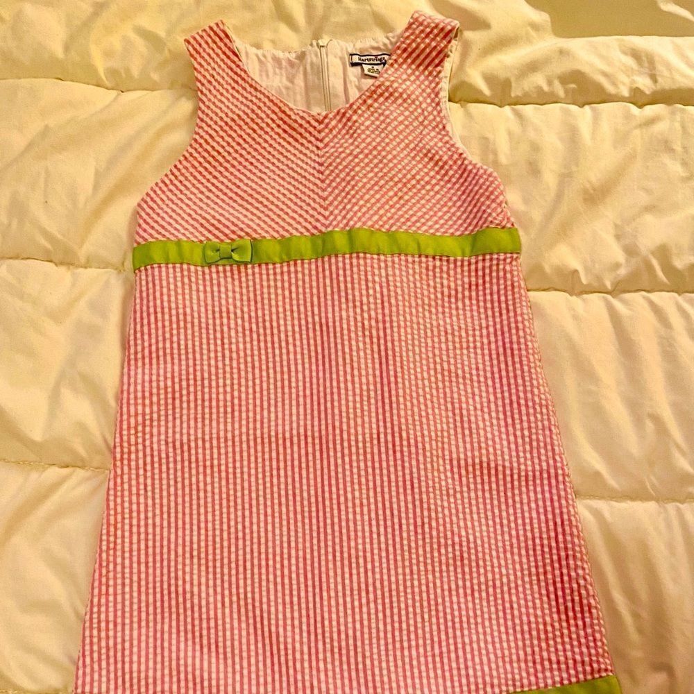 Hartstrings Pink Seersucker Girls Dress Sz 8